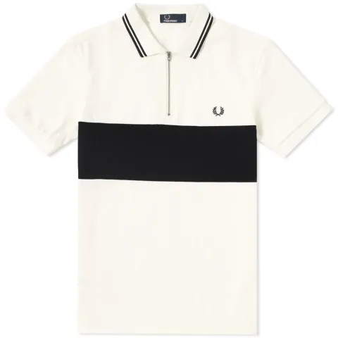 Fred Perry Panelled Zip Neck Retro Polo