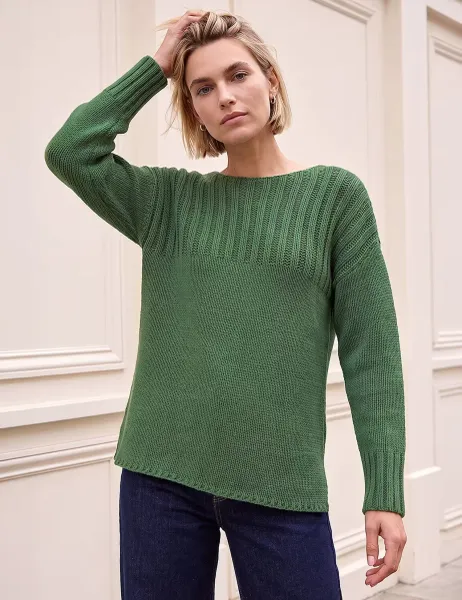 Roman Yoke Stitch Detail Jumper Green