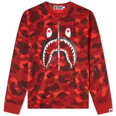 Long Sleeve Color Camo Shark Relaxed Fit Tee