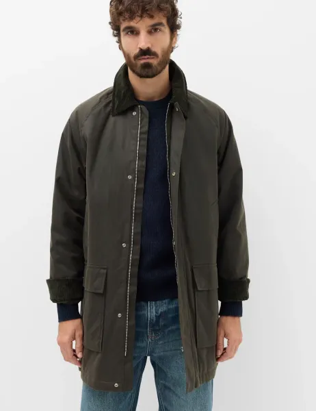 Marks & Spencer Pure Cotton Wax Jacket Dark Khaki