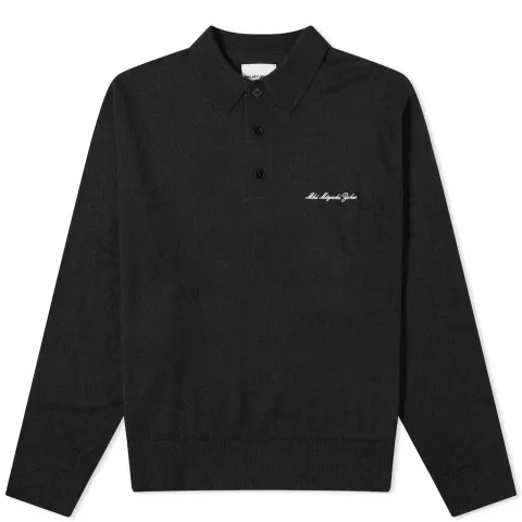 Long Sleeve Lightweight Mohair Knit Polo