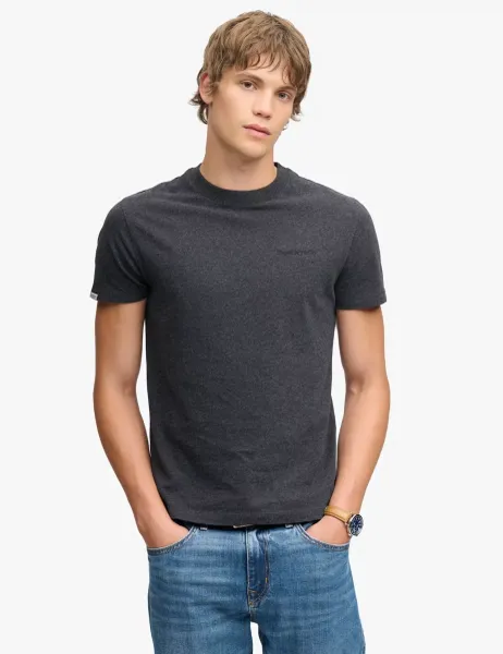 Superdry & Co Pure Cotton Embroidered Logo T-Shirt Dark Grey