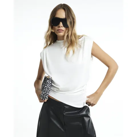 River Island Sleeveless Pintuck Shoulder Top