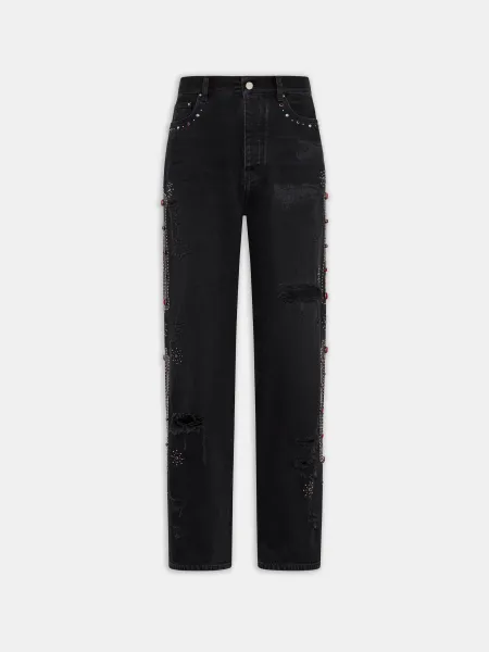 BONES STUDDED BAGGY JEAN - Vintage Black