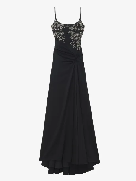 Floral Embroidery Evening Dress