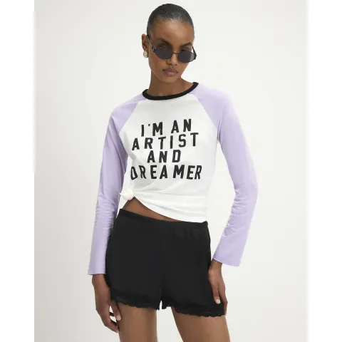 River Island Long Sleeve Artist Raglan Top