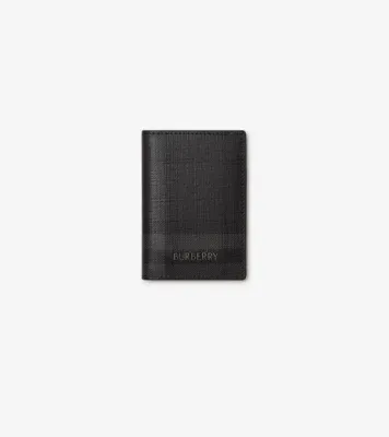 City Check Folding Card Case in Iron grey - Men, Cotton, Technical