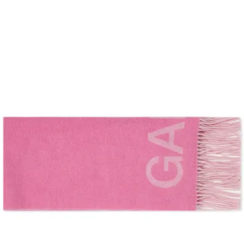 Wool Mix Fringed Logo Scarf