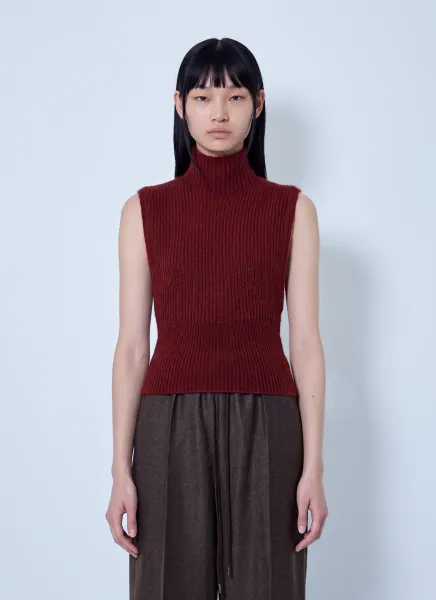 Max Mara Ribbed Sleeveless Turtleneck Top