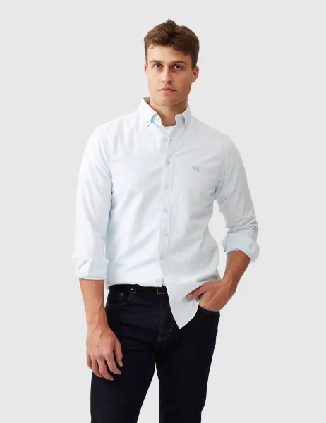 Rodd & Gunn Gunn Slim Fit Pure Cotton Striped Oxford Shirt Clear