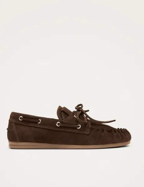 ALOHAS Leather Lace Up Flat Loafers Brown