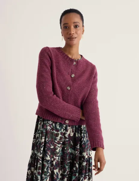 Seasalt Cornwall Merino Wool Rich Cardigan Medium Purple