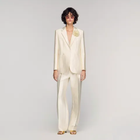 Satin jacket with flower detail