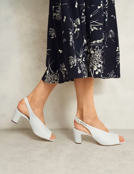 Hobbs Suede Block Heel Slingback Sandals Cream