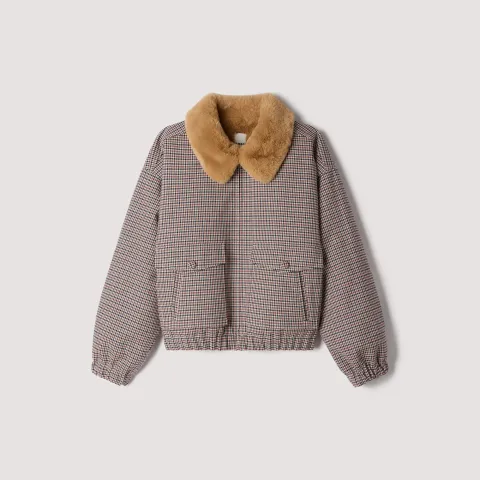 Faux fur-lined coat