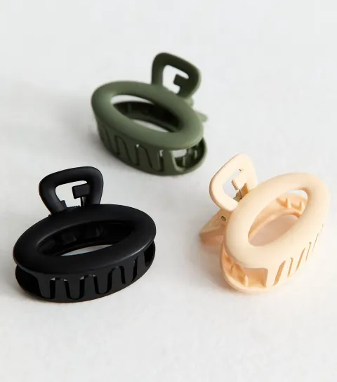 Pack Of 3 Multicolour Mini Matte Oval Bulldog Hair Clips