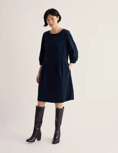 Seasalt Cornwall Pure Cotton Cord Knee Length Dress Navy