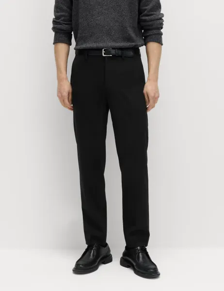 Marks & Spencer Regular Fit Wool Blend Trousers Black