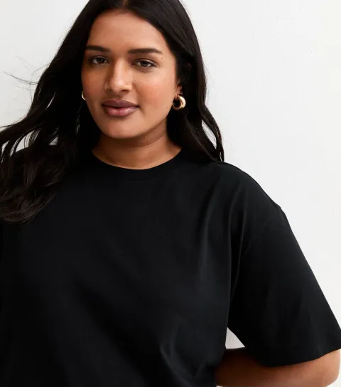 New Look Women's Plus Size Black Oversized T-Shirt Curves
