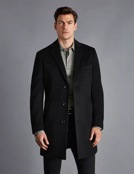 Charles Tyrwhitt Pure Wool Overcoat Black