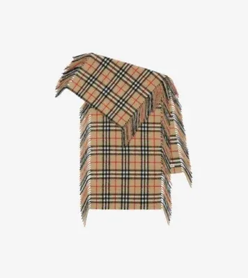 Check Cashmere Happy Scarf in Archive beige