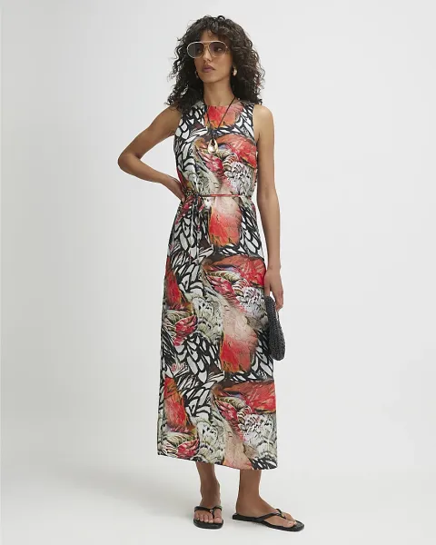 River Island Printed Slip Midi Dress