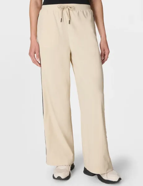 Sweaty Betty Explorer Side Stripe Wide Leg Trousers Beige