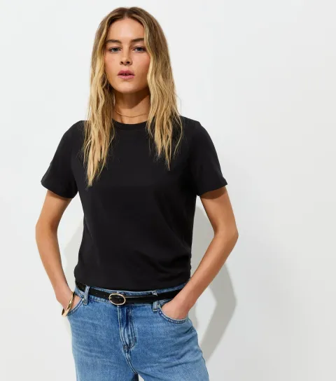 New Look Women's Black Cotton Crew Neck T-Shirt
