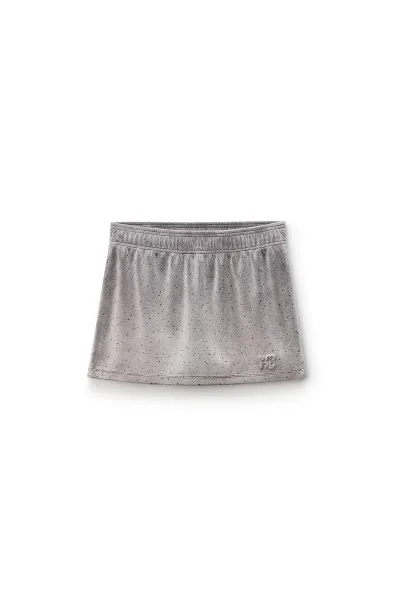 Mid-Rise Mini Skort in Crushed Velour