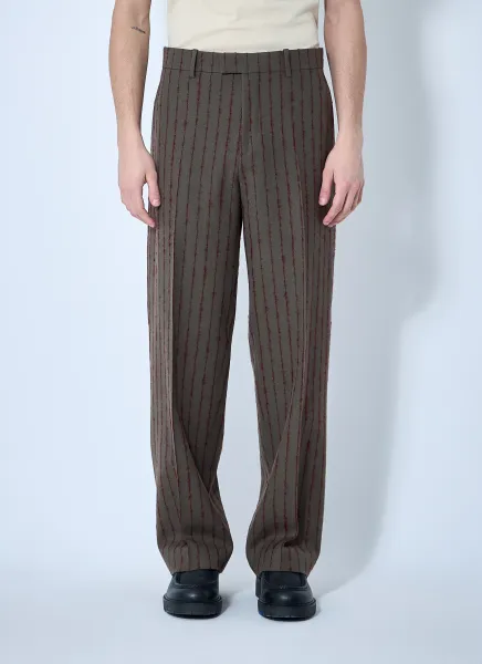 Striped Wool Tailored Pants