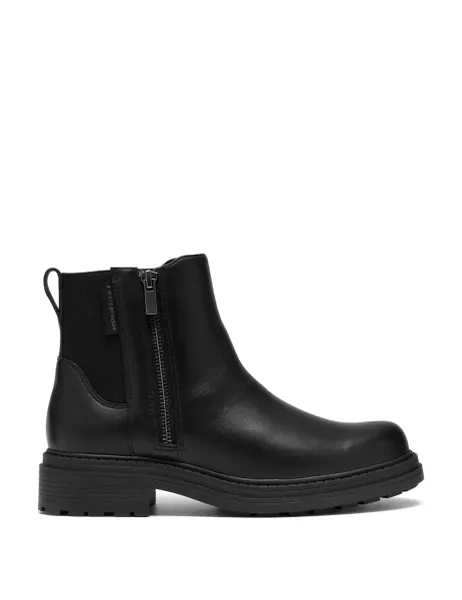 Clarks Leather Waterproof Block Heel Ankle Boots Black