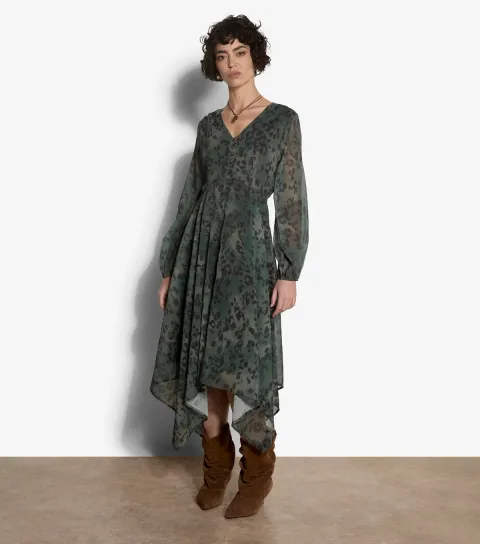 Apricot Women's Dark Khaki Distressed Leopard Print Dress