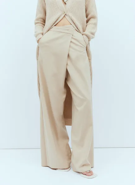 Tailored Wrap Cashmere Pants