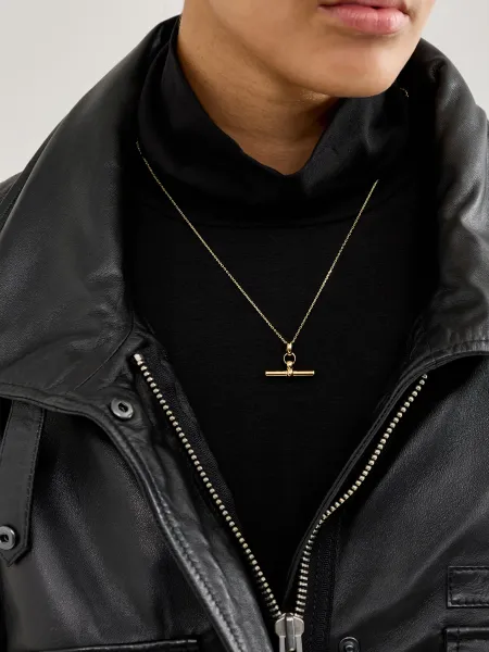 Small T-Bar on Trace Necklace 18kt gold