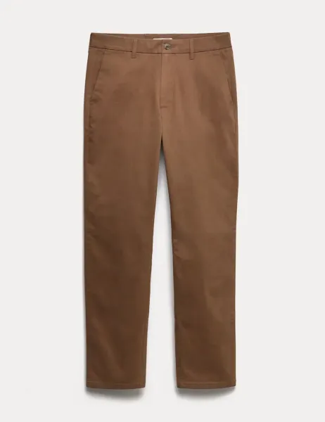 Marks & Spencer Regular Fit Stretch Chinos Brown