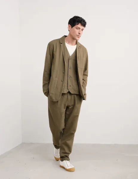 Seasalt Cornwall Linen Rich Revere Jacket Green