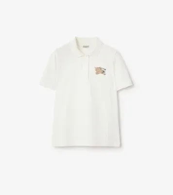 Knight Check Cotton Polo Shirt in Chalk white