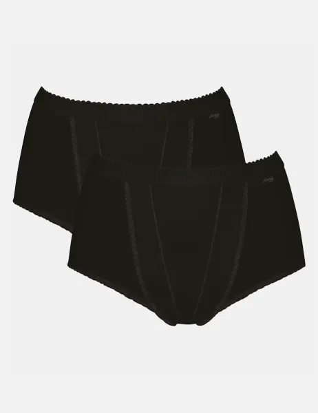 Sloggi 2 Pack High Waisted Control Maxi Full Briefs Black