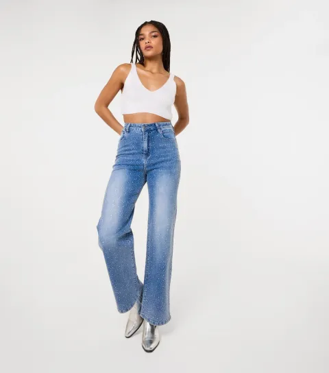 Women's Light Blue Diamante Jeans
