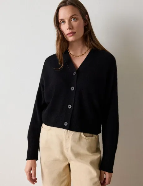 Whistles Pure Cashmere V-Neck Button Front Cardigan