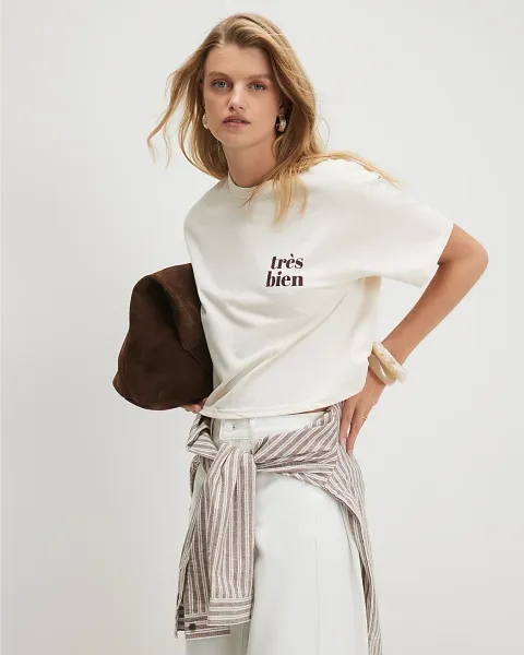 River Island Cotton Tres Bien Boxy T-Shirt