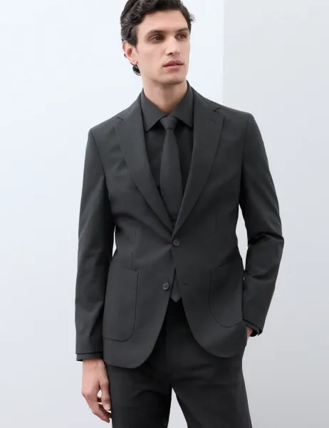 Marks & Spencer Regular Fit Textured Suit Jacket Navy