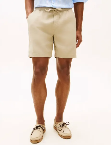 Regular Fit Linen Rich Lightweight Shorts Khaki
