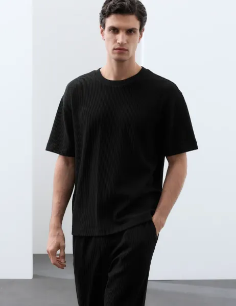 Autograph Cotton Rich Oversized Ottoman T-Shirt Black