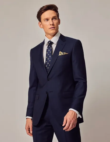 Hawes & Curtis Slim Fit Pure Wool Twill Suit Jacket Dark Blue