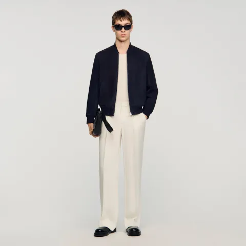 Suede zip-up jacket