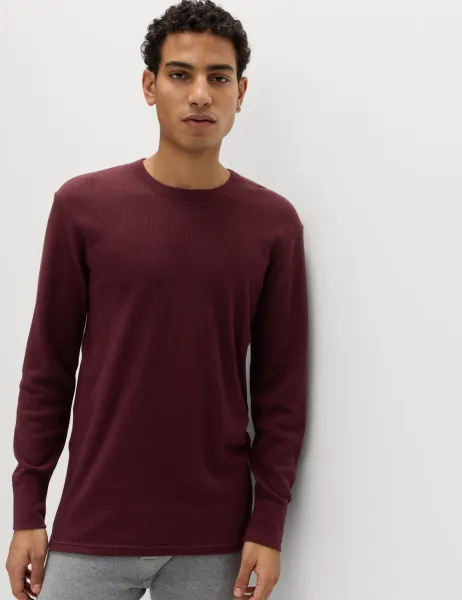 Marks & Spencer Heatgen Medium Thermal Long Sleeve Tops Burgundy