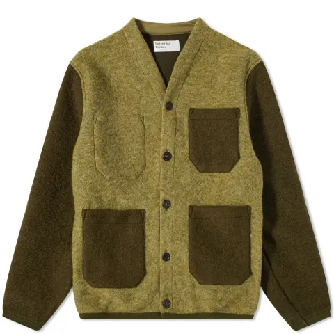 Contrast Wool Fleece Cardigan