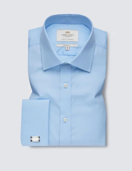 Hawes & Curtis Classic Fit Easy Iron Pure Cotton Shirt Blue