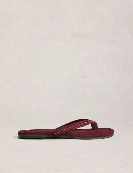 White Stuff Suede Footbed Flip Flops Purple